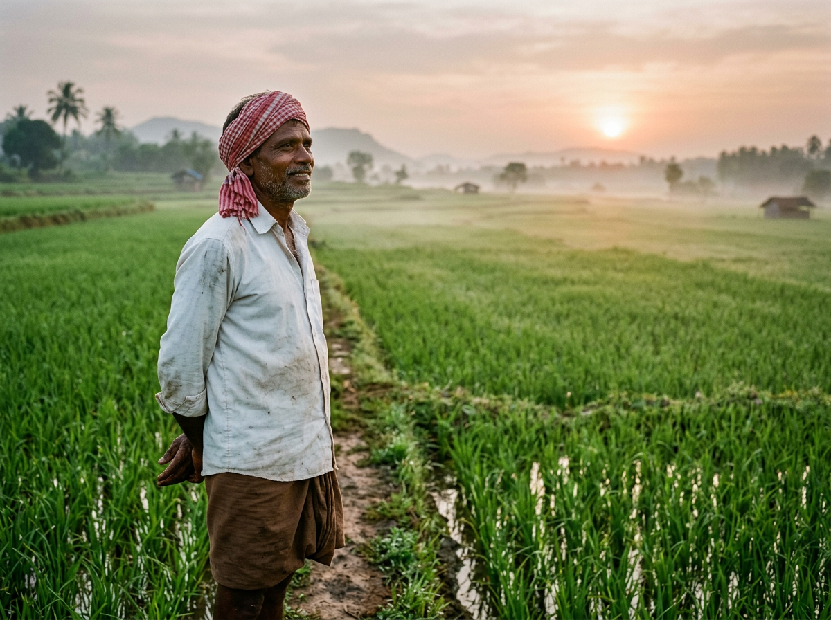 A farmer working his field in rural India